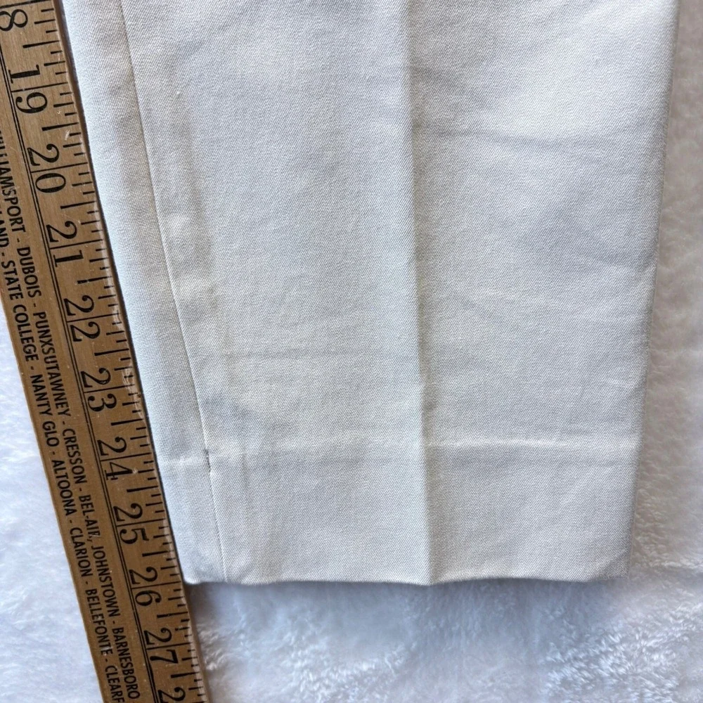 Talbots Chatham Ankle Pant Womens 12P Cream Excellent Side Zip Cotton Blend